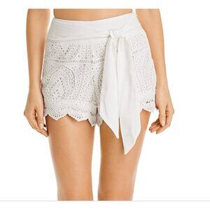 Surf Gypsy Womens Crochet Belted Shorts Swim Cover-up Ivory Size L